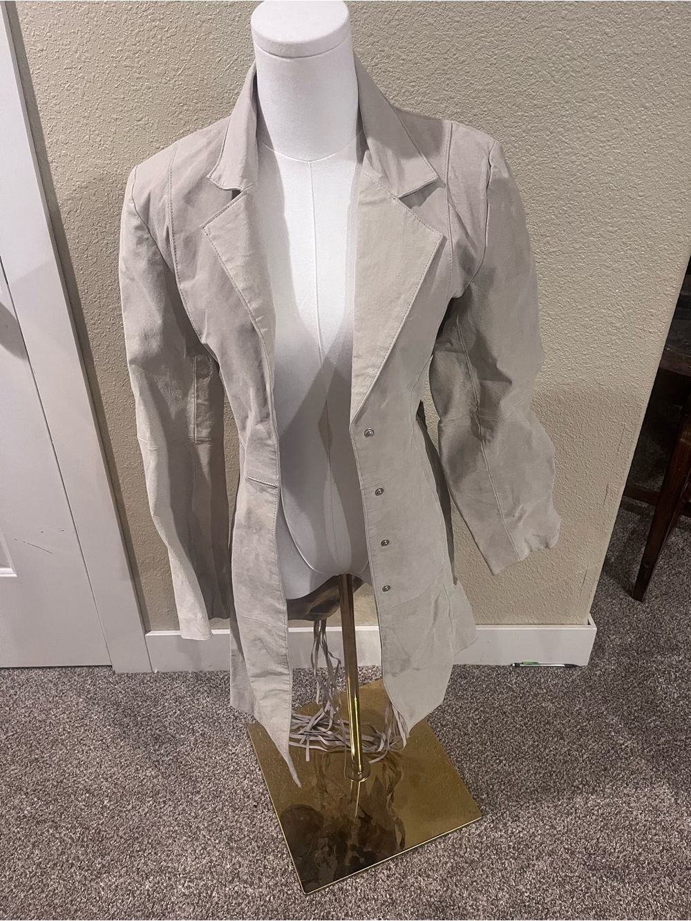 Rue21 Light Beige Longline leather coat